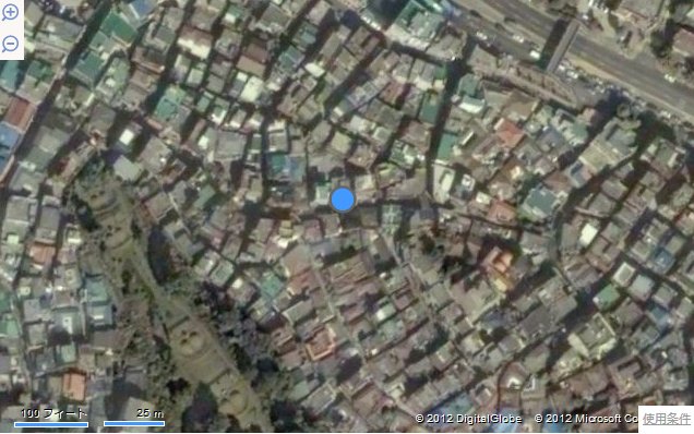 Bing地図で見た黒石洞の街並み