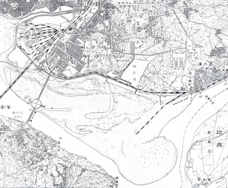 1941年「京城府」地図より漢江の広い河原と対岸にある西氷庫