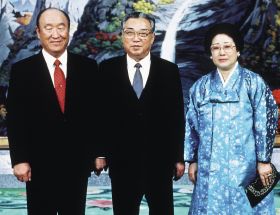 文鮮明先生夫妻と金日成主席-1991年12月6日